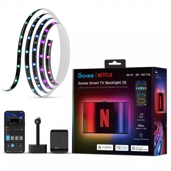 Gudra LED lente Govee H6098 — Wi‑Fi/Bluetooth, melna, 2 kWh/1000h, energoklase G