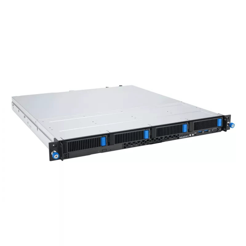 Rack serveris ASUS RS300-E12-RS4, 1U, Intel C262, LGA1700, Xeon E-2400, 4x karstā maiņa 3,5 collu sloti, 450W barošanas bloks, DDR5 UDIMM līdz 128GB