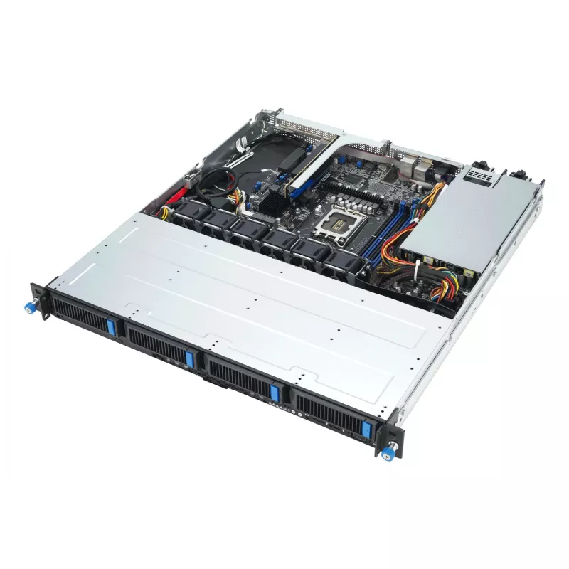 Rack serveris ASUS RS300-E12-RS4, 1U, Intel C262, LGA1700, Xeon E-2400, 4x karstā maiņa 3,5 collu sloti, 450W barošanas bloks, DDR5 UDIMM līdz 128GB