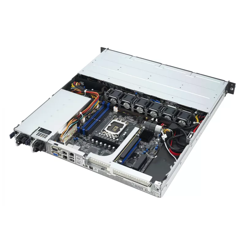 Rack serveris ASUS RS300-E12-RS4, 1U, Intel C262, LGA1700, Xeon E-2400, 4x karstā maiņa 3,5 collu sloti, 450W barošanas bloks, DDR5 UDIMM līdz 128GB