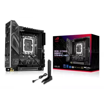 Mātesplate ASUS ROG STRIX B860-I GAMING WIFI — Intel B860, LGA 1851, mini ITX, 2× DDR5 DIMM (līdz 128 GB), Wi‑Fi 7, 2.5Gb LAN