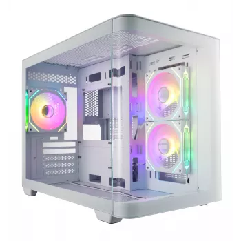 FSP S380-WA korpuss Mini Tower mITX, mATX Balts ARGB, Mikro Tornis, PC, Balts, micro ATX, Mini-ITX, SPCC, Rūdīts stikls, Gaming