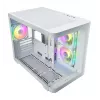 FSP S380-WA korpuss Mini Tower mITX, mATX Balts ARGB, Mikro Tornis, PC, Balts, micro ATX, Mini-ITX, SPCC, Rūdīts stikls, Gaming