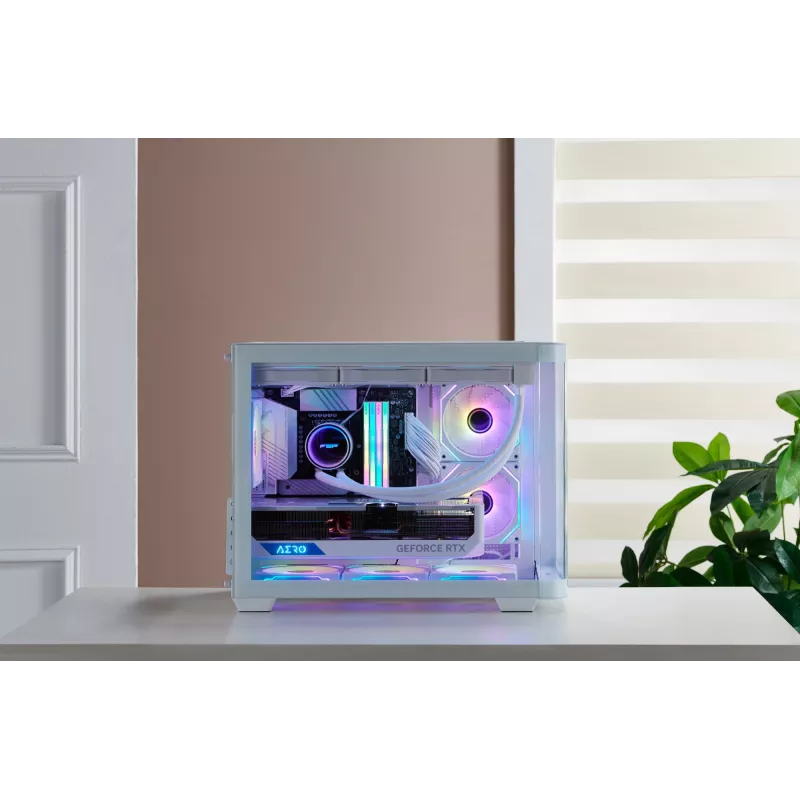 FSP S380-WA korpuss Mini Tower mITX, mATX Balts ARGB, Mikro Tornis, PC, Balts, micro ATX, Mini-ITX, SPCC, Rūdīts stikls, Gaming