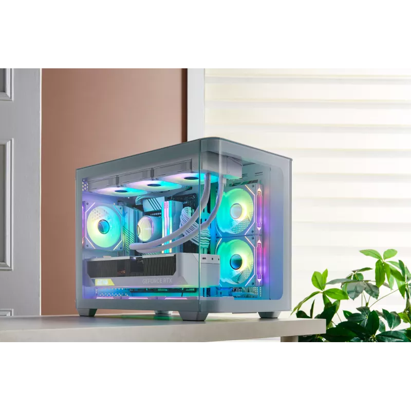 FSP S380-WA korpuss Mini Tower mITX, mATX Balts ARGB, Mikro Tornis, PC, Balts, micro ATX, Mini-ITX, SPCC, Rūdīts stikls, Gaming