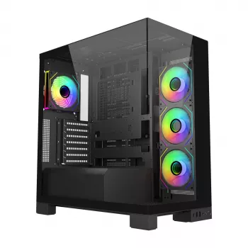 FSP M540-BA Midi Tower korpuss melns – mITX, mATX, ATX (BTF) ar stikla paneļiem