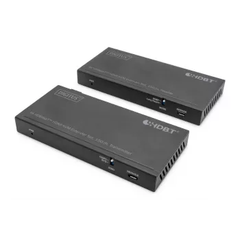 DIGITUS HDBaseT KVM pagarinātāju komplekts, 150m, 4K/60Hz, USB 2.0, PoC, IR, melns