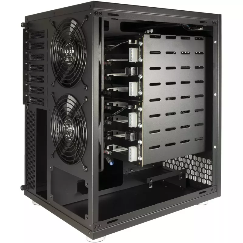 Inter-Tech IPC NAS-8 mini NAS kārba, 8 vietas diskiem, ITX/Micro-ATX/ATX, melnā krāsā