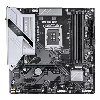 GIGABYTE B760M GAMING PLUS WIFI DDR4 mātesplate - atbalsta 14. paaudzes Intel Core CPU, 4+1+1 fāžu VRM, līdz 5333MHz DDR4 (OC), 2xPCIe 4.0 M.2, Wi-Fi 6, 1 GbE LAN, USB 3.2 Gen 1