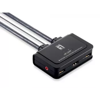 LevelOne KVM-0290 2-Port USB HDMI KVM slēdzis, 1920 x 1200 pikseļi, melns, pelēks