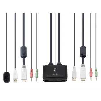LevelOne KVM-0290 2-Port USB HDMI KVM slēdzis, 1920 x 1200 pikseļi, melns, pelēks