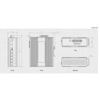 LevelOne IES-0610 6 portu Gigabit PoE industriālais slēdzis, 802.3at/af PoE, 4 PoE izejas, 1 x SFP, 1 x SFP/RJ45 Combo, -40°C līdz 75°C, DIN sliede, 126W