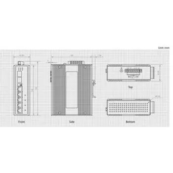 LevelOne IES-0600 6-Portu Gigabit rūpnieciskais slēdzis, 1 x SFP, 1 x SFP/RJ45 Combo, -40°C līdz 75°C, DIN-sliedei