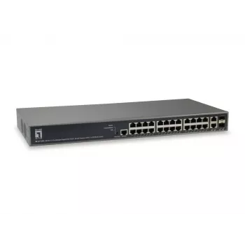 LevelOne TURING 26-Port L3 Lite pārvaldāms Gigabit PoE slēdzis, 24 PoE izejas, 370W, 2 x SFP/RJ45 Combo