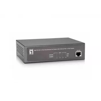 LevelOne FEP-0511 5-Port Fast Ethernet PoE Slēdzis, 802.3at/af PoE, 4 PoE Porti, 65W