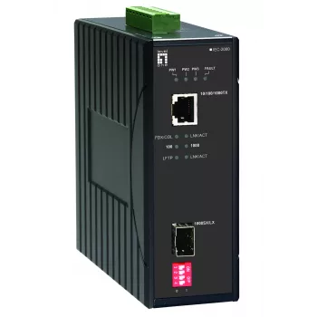 LevelOne IEC-2000 RJ45 uz SFP Gigabit rūpnieciskais mediju pārveidotājs, -40°C līdz 75°C