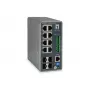 LevelOne TURING 12-Portu L3 Lite pārvaldāms rūpnieciskais Gigabit slēdzis, 4 x SFP, DIN-sliedes, -40°C līdz 75°C