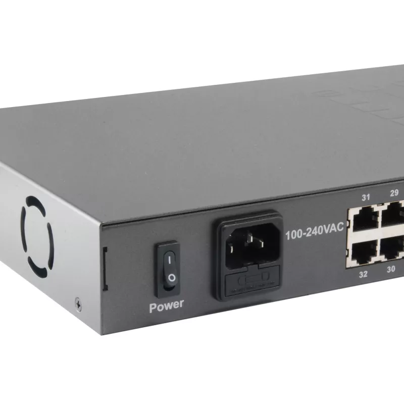 LevelOne 34-Portu Fast Ethernet PoE Slēdzis, 802.3at/af PoE, 32 PoE Porti, 2 x Gigabit RJ45, 250W