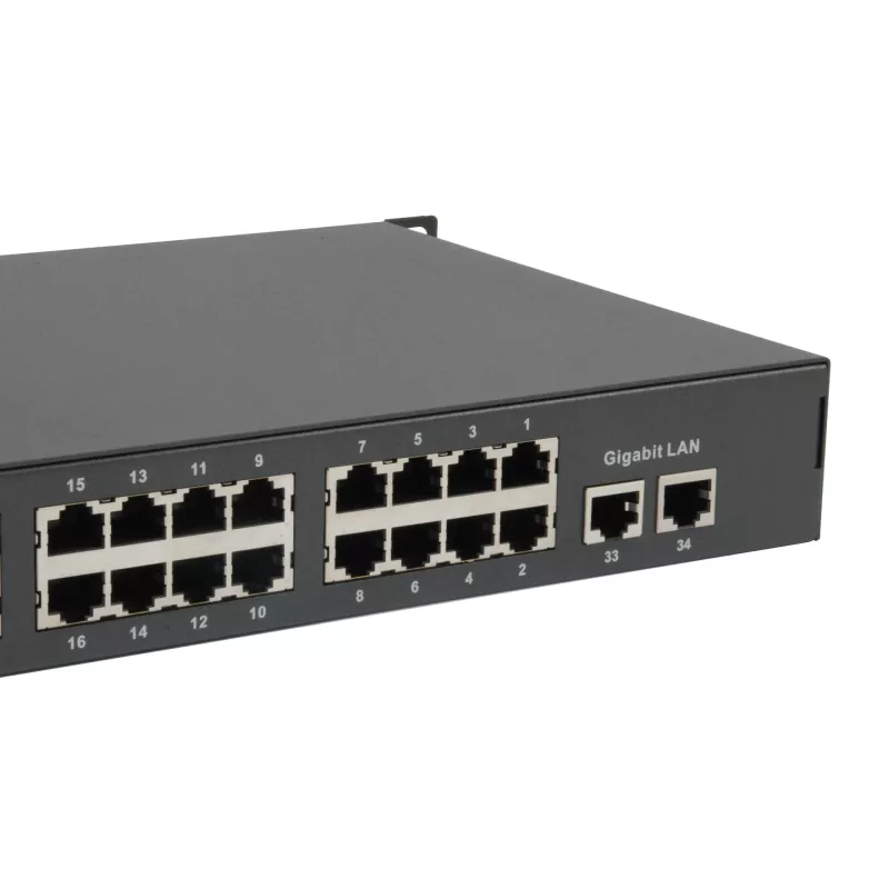 LevelOne 34-Portu Fast Ethernet PoE Slēdzis, 802.3at/af PoE, 32 PoE Porti, 2 x Gigabit RJ45, 250W