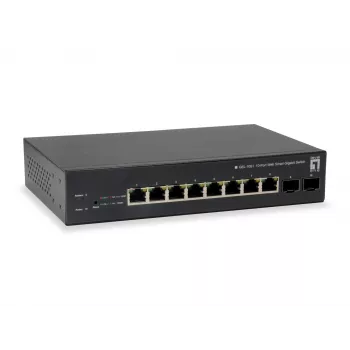 LevelOne 10-Portu Web Smart Gigabit PoE Slēdzis, 8 PoE Porti, 2 x Gigabit SFP, 70W