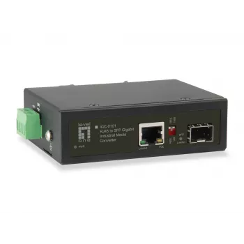 LevelOne RJ45 uz SFP Gigabit Industriālais Mediju Pārveidotājs, 1 PoE Izvade