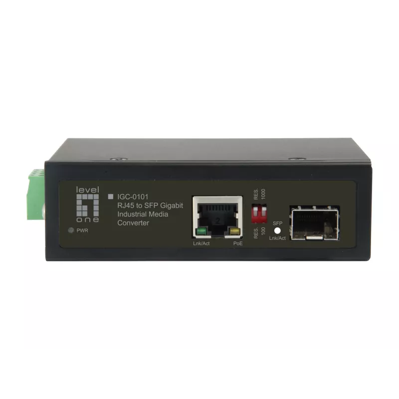 LevelOne RJ45 uz SFP Gigabit Industriālais Mediju Pārveidotājs, 1 PoE Izvade