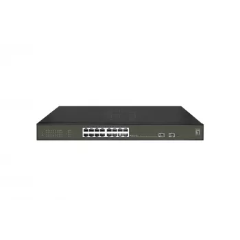 LevelOne Hilbert 18-Portu Gigabit PoE Viedais Lite Slēdzis, 16 PoE Izejas, 2 x Gigabit SFP, 802.3at/af PoE, 230W PoE Budžets