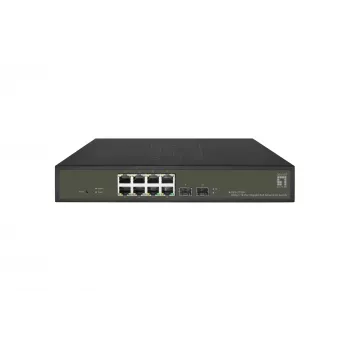 LevelOne Hilbert GES-2110P 10-Portu Gigabit PoE viedais slēdzis, 8 PoE izejas, 2 x Gigabit SFP, 802.3at/af PoE, 130W PoE budžets