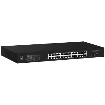 LevelOne GEP-2841 tīkla slēdzis, pārvaldāms L2 Gigabit Ethernet (10/100/1000), PoE, 1U, melns