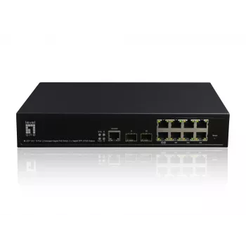 LevelOne KILBY 10-Port L2 Pārvaldāms Gigabit PoE Slēdzis, 2 x SFP, 802.3at/af PoE, 125W, 8 PoE Izejas