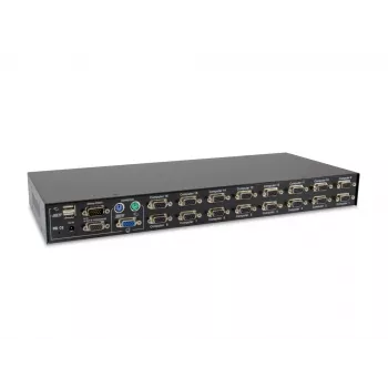 LevelOne KVM-3216 16-Port PS/2-USB VGA KVM Slēdzis, 2048 x 1536 pikseļi, Rack montāža, 1U, Melns