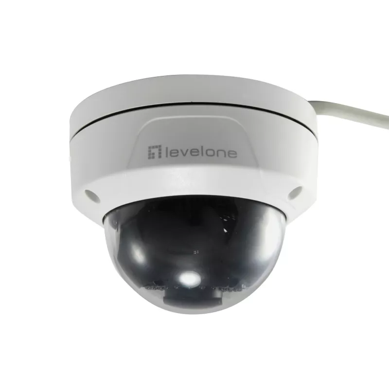 LevelOne GEMINI FCS-3402 fiksēta kupola IP tīkla kamera, 2 MP, H.265, vandālizturīga, 802.3af PoE, iekštelpām/ārtelpām