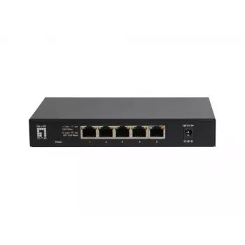 5 Portu Nepārvaldāms 2.5G Ethernet Slēdzis LEVELONE GEU-0525 — 5× 2.5G RJ-45, 25 Gbit/s komutācija, sienas stiprinājums