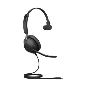 Austiņas Jabra Evolve2 40 SE vadu USB Type-C / USB-A, supra-aural, galvas saite, 20–20000 Hz, 113 g, melna