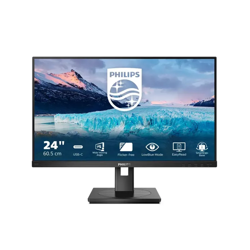 Philips S Line 243S1/00 dators monitors 60.5 cm (23.8 collas) 1920 x 1080 pikseļi Full HD LCD Melns