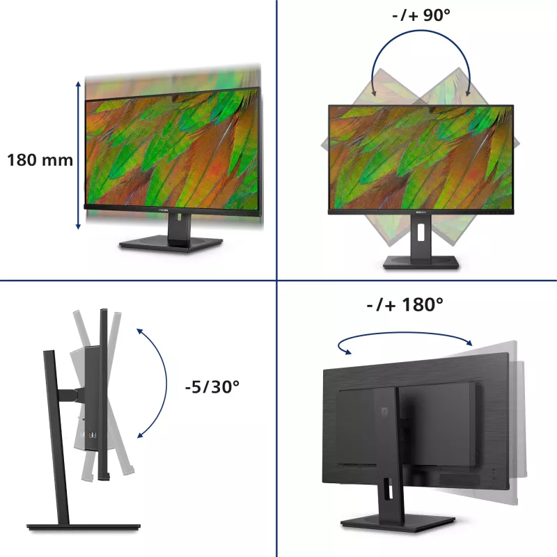 Philips 3000 sērija 32B1N3800/00 datora monitors 81,3 cm (32 collas) 3840 x 2160 pikseļi 4K Ultra HD LCD Melns