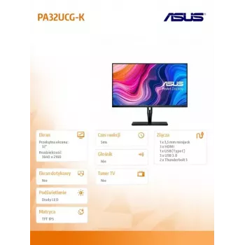 ASUS ProArt PA32UCG-K dators 81.3 cm (32 collu) 3840 x 2160 pikseļi 4K Ultra HD LED melns