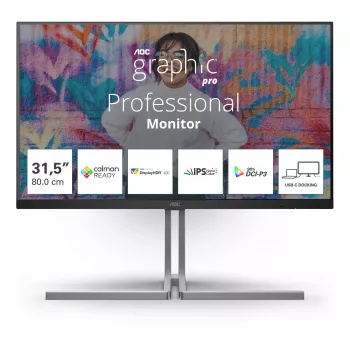 AOC U32U3CV dators monitors 80 cm (31,5 collu) 3840 x 2160 pikseļi 4K Ultra HD LCD Melns