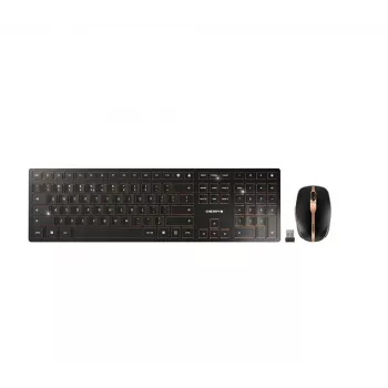 CHERRY DW 9100 SLIM bezvadu tastatūra un pele, RF Wireless + Bluetooth, QWERTY US English, melna