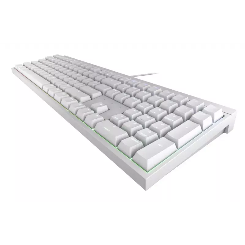 Mehāniskā spēļu tastatūra Cherry MX 2.0S — pilna izmēra (100%), QWERTZ vācu izkārtojums, RGB fona apgaismojums, USB, Balta
