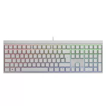 Mehāniskā spēļu tastatūra Cherry MX 2.0S — pilna izmēra (100%), QWERTZ vācu izkārtojums, RGB fona apgaismojums, USB, Balta