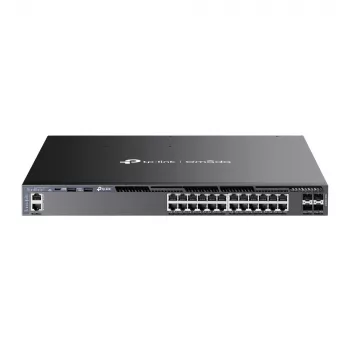 TP-Link Omada 24-Port Gigabit Stackojams L3 Pārvaldāms PoE+ Slēdzis ar 4 10G Slotiem