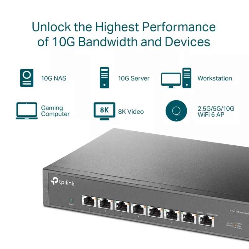 Nepārvaldāms slēdzis TP-Link TL-SX1008 8 porti 10G galddatoram/statīvam