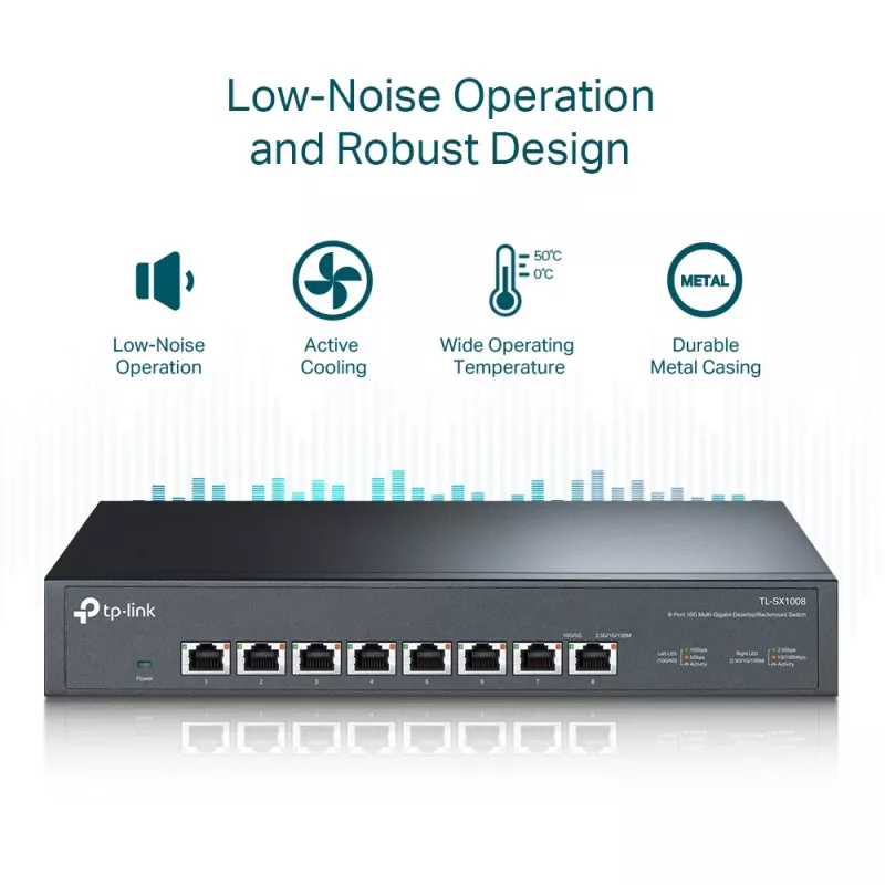 Nepārvaldāms slēdzis TP-Link TL-SX1008 8 porti 10G galddatoram/statīvam