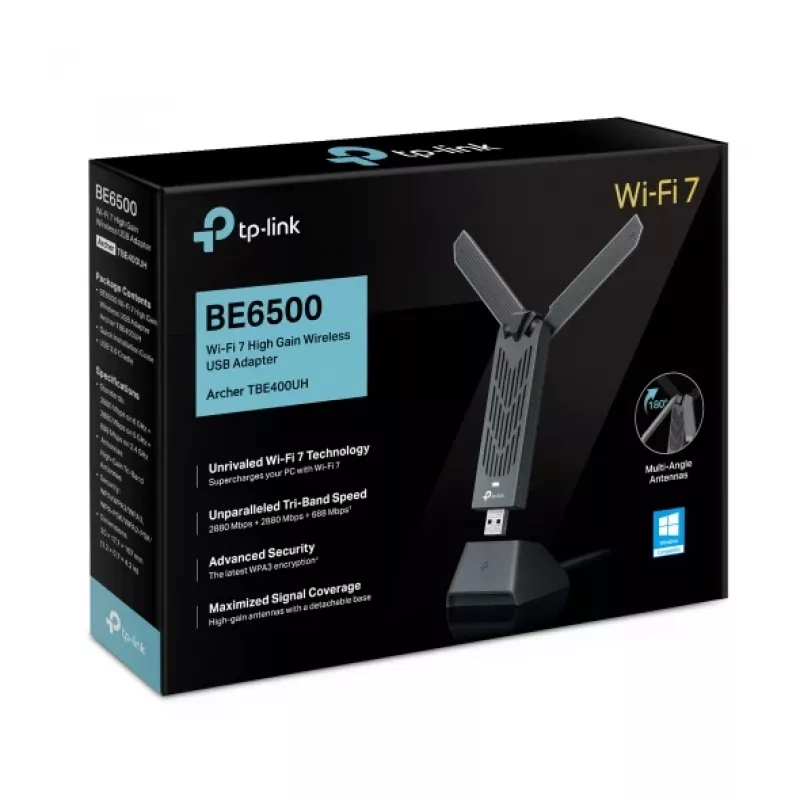Bezvadu maršrutētājs TP-Link BE6500 2882 Mbit/s Wi-Fi 7 Trīsjoslu