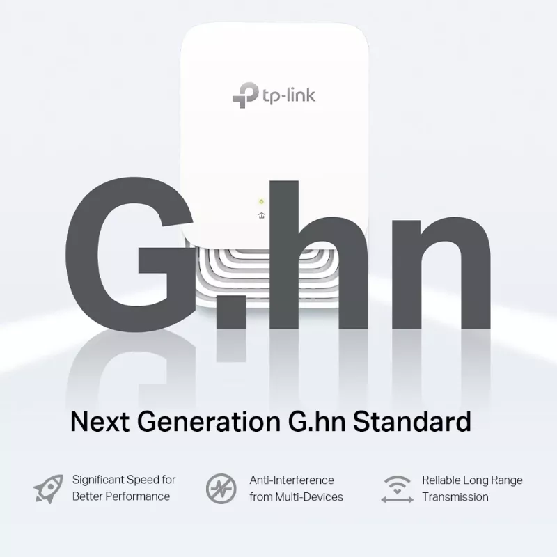 TP-Link G.hn1200 Powerline komplekts, 607 Mbit/s, Gigabit Ethernet, 10/100/1000 Mbit/s, HomePlug AV2, 300 m, Balts