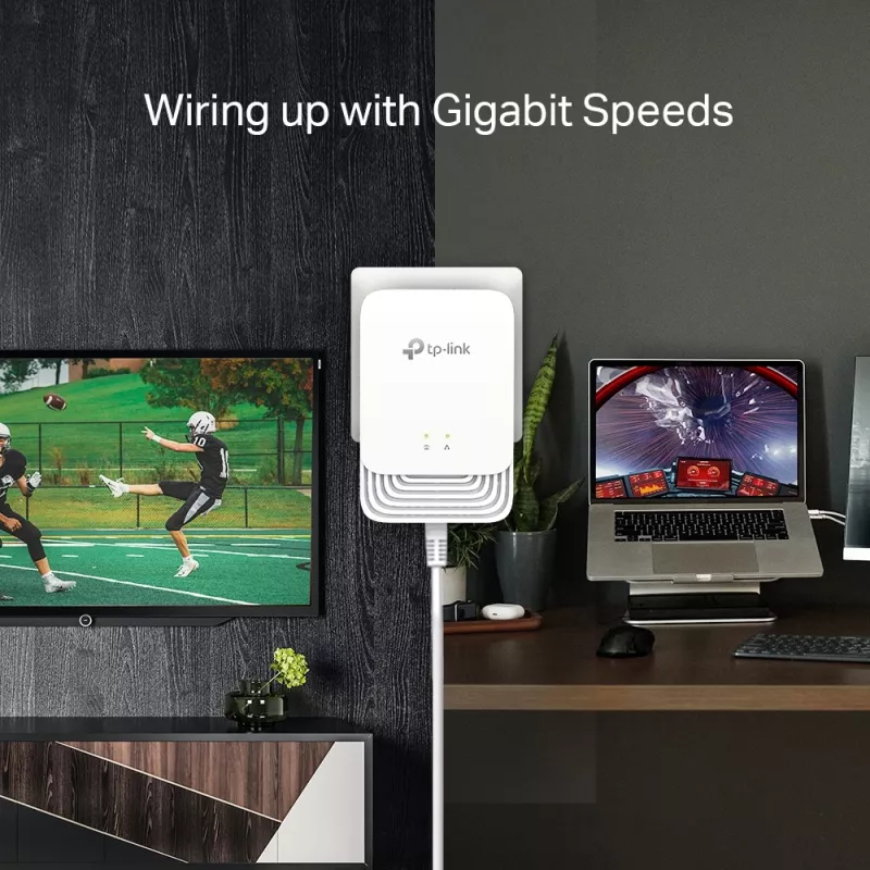 TP-Link G.hn1200 Powerline komplekts, 607 Mbit/s, Gigabit Ethernet, 10/100/1000 Mbit/s, HomePlug AV2, 300 m, Balts