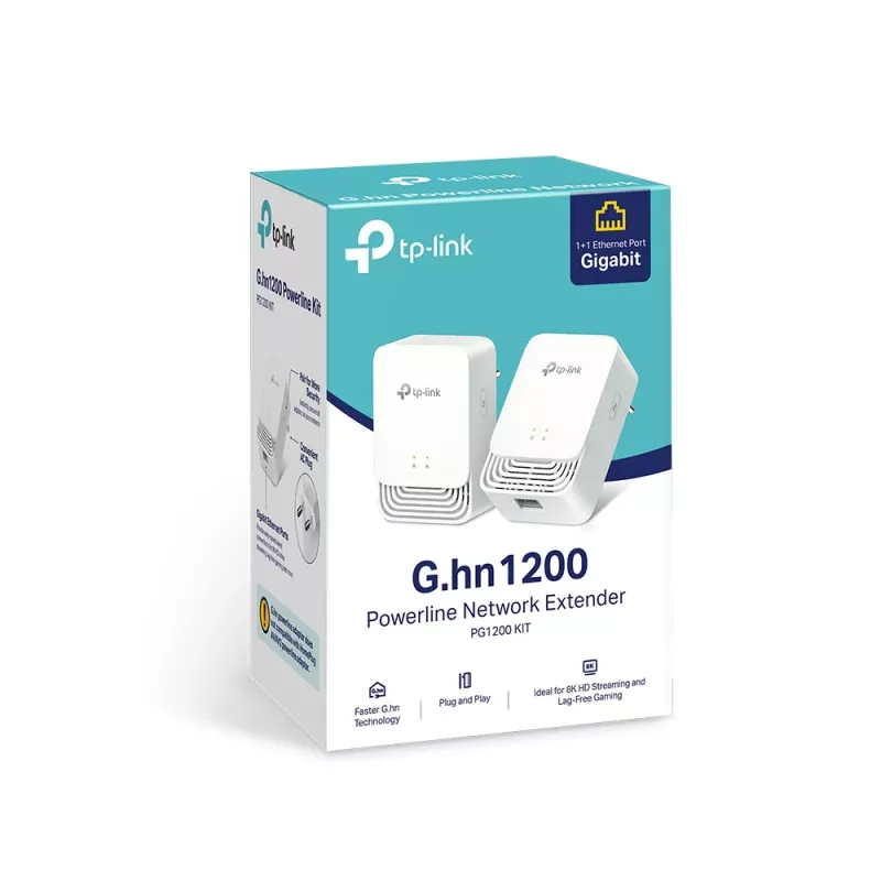 TP-Link G.hn1200 Powerline komplekts, 607 Mbit/s, Gigabit Ethernet, 10/100/1000 Mbit/s, HomePlug AV2, 300 m, Balts