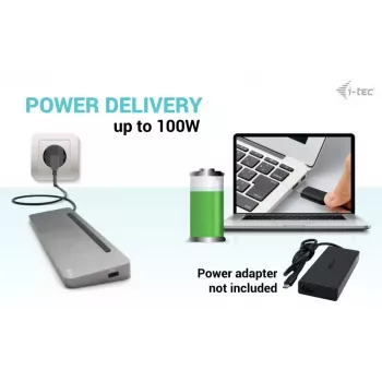 i-tec USB-C metāla ergonomiskā 3x 4K displeja dokošanas stacija + Power Delivery 100 W