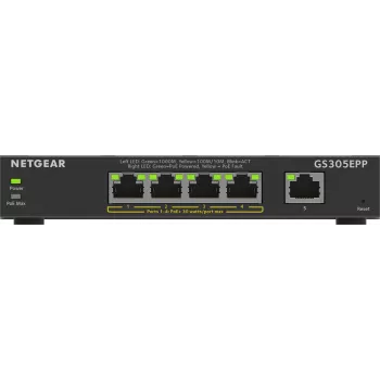 NETGEAR GS305EPP 5 portu Gigabit Ethernet pārvaldāmais slēdzis ar PoE+